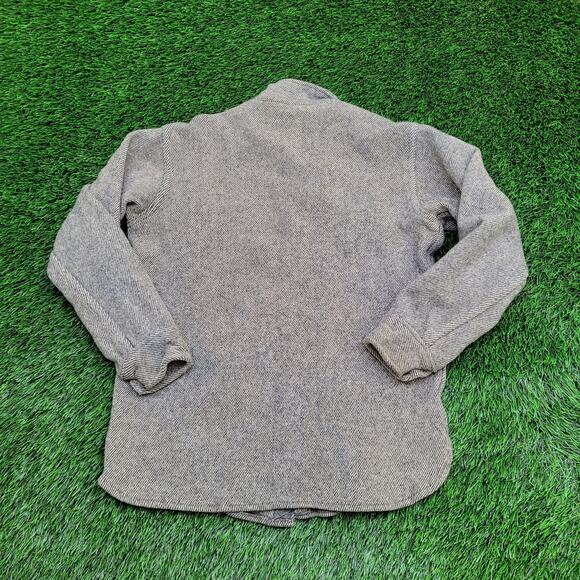 Vintage 80s MOD Flannel Button Shirt Small 20x27 Gray Jacket Shacket Heavyweight - Picture 2 of 14